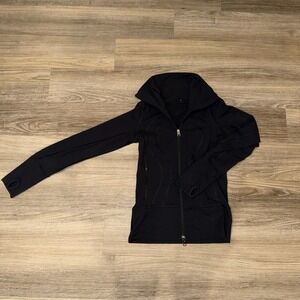 Lululemon In Stride Jacket Womens 2 Black Full Zip Athletic Slim